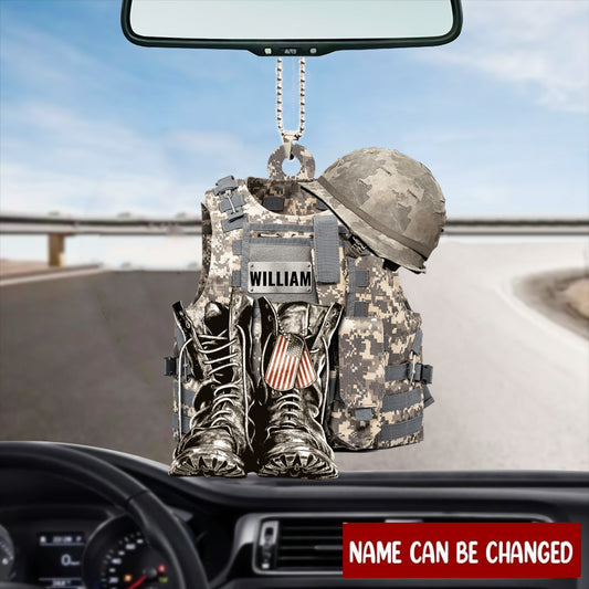 Military Uniform - Boots & Hat - Personalized Flat Acrylic Ornament - Best gifts your whole family