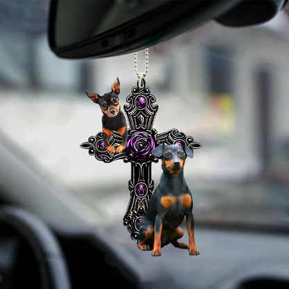 Miniature Pincher Pray For God Car Hanging Ornament Dog Pray For God Ornament Godmerc - Best gifts your whole family