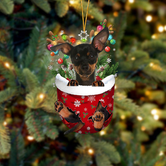 Miniature Pinscher 2 In Snow Pocket Christmas Ornament Flat Acrylic Dog Ornament - Best gifts your whole family