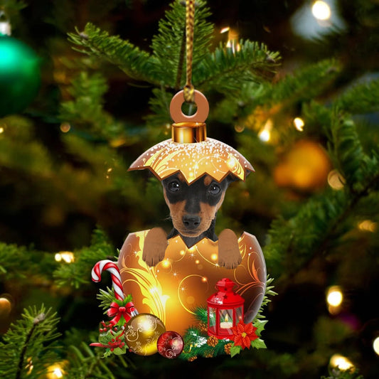 Miniature-Pinscher In Golden Egg Christmas Ornament - Best gifts your whole family