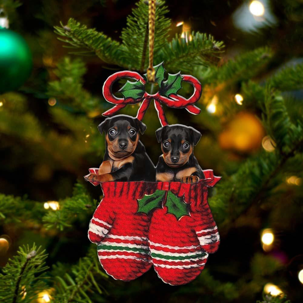 Miniature Pinscher Inside Your Gloves Christmas Holiday-Two Sided Ornament, Christmas Ornament, Car Ornament - Best gifts your whole family