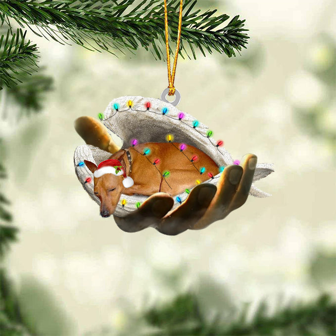 Miniature Pinscher(Red) Sleeping Angel In God Hand Christmas Ornament Godmerch Ornament - Best gifts your whole family