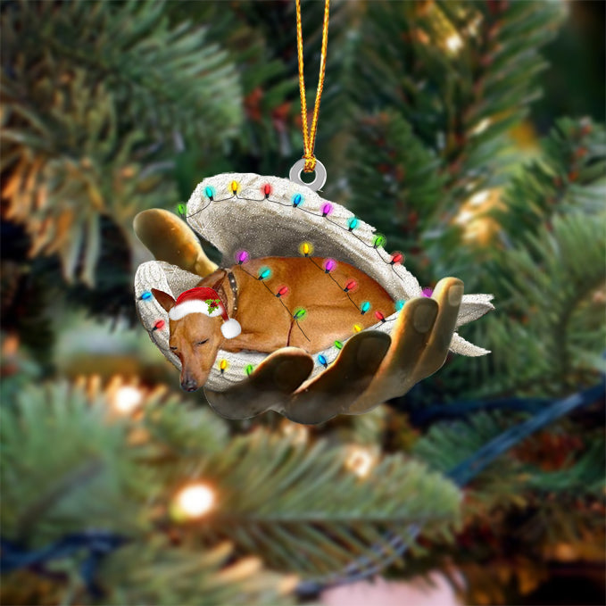 Miniature Pinscher(Red) Sleeping Angel In God Hand Christmas Ornament Godmerch Ornament - Best gifts your whole family