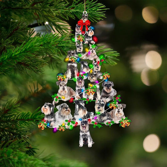 Miniature Schnauzer-Christmas Tree Lights-Two Sided Ornament - Best gifts your whole family