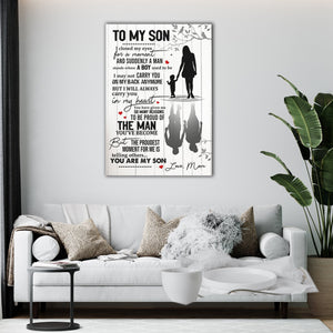 To my Son, I will always carry you in my heart, Mother and Son Canvas, Gift from Mother to Son Canvas