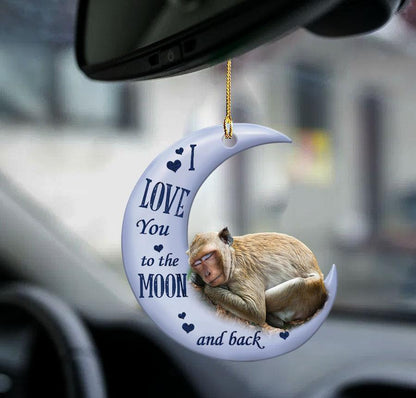 Monkey Moon Back Monkey Lover Two Sided Ornament - Best gifts your whole family