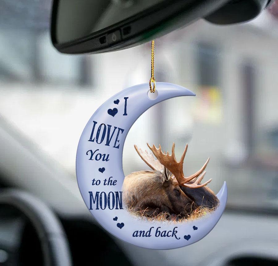 Moose Moon Back Moose Lover Two Sided Ornament - Best gifts your whole family