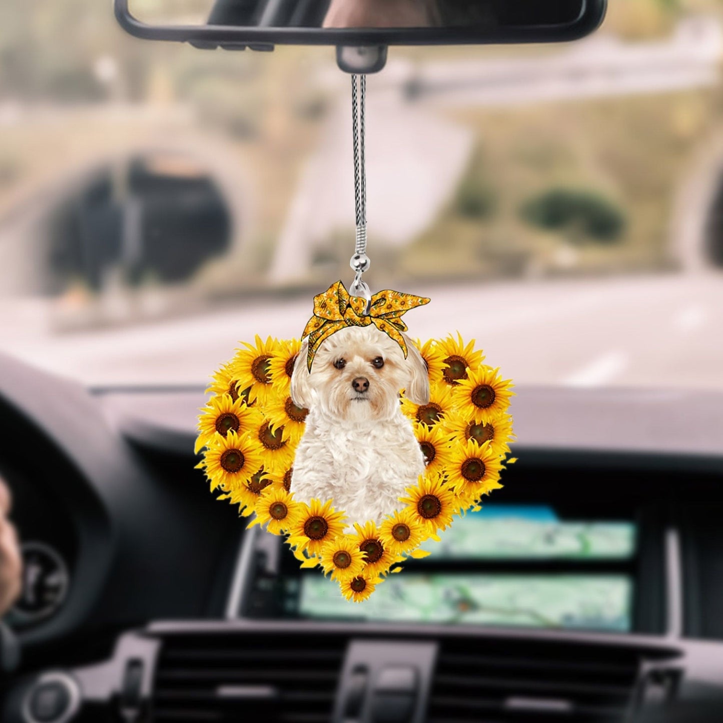 Morkie-Sunflower Heart Gift Car Ornament - Best gifts your whole family