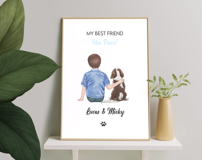 Personalized Picture Cute Pet Print, Personalised handmade pet print, Custom dog owner gift, Custom family pet portrait, Personalized Dog Gift. Best Friends Gift