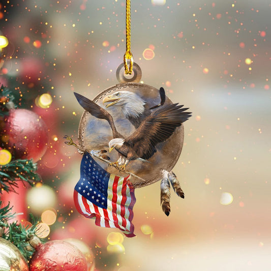 Native - Eagle and America Flag Car Ornament - Gift for Patriotic - Best gifts your whole family