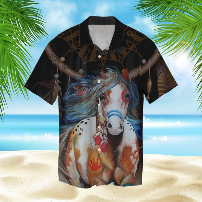 Native Horse Hawaiian Shirt,Hawaiian Shirt Gift,Christmas Gift