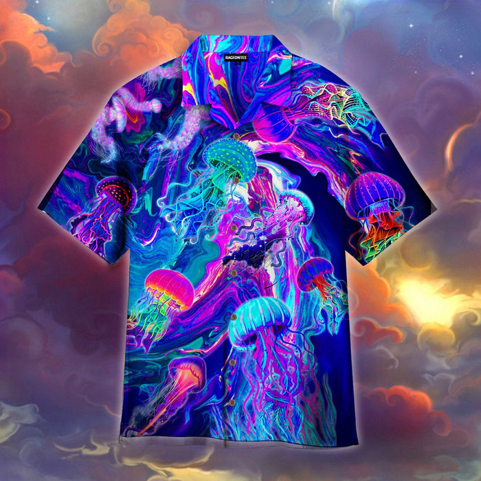 Neon Jellyfish Under The Sea Hawaiian Shirt ,Hawaiian Shirt Gift,Christmas Gift
