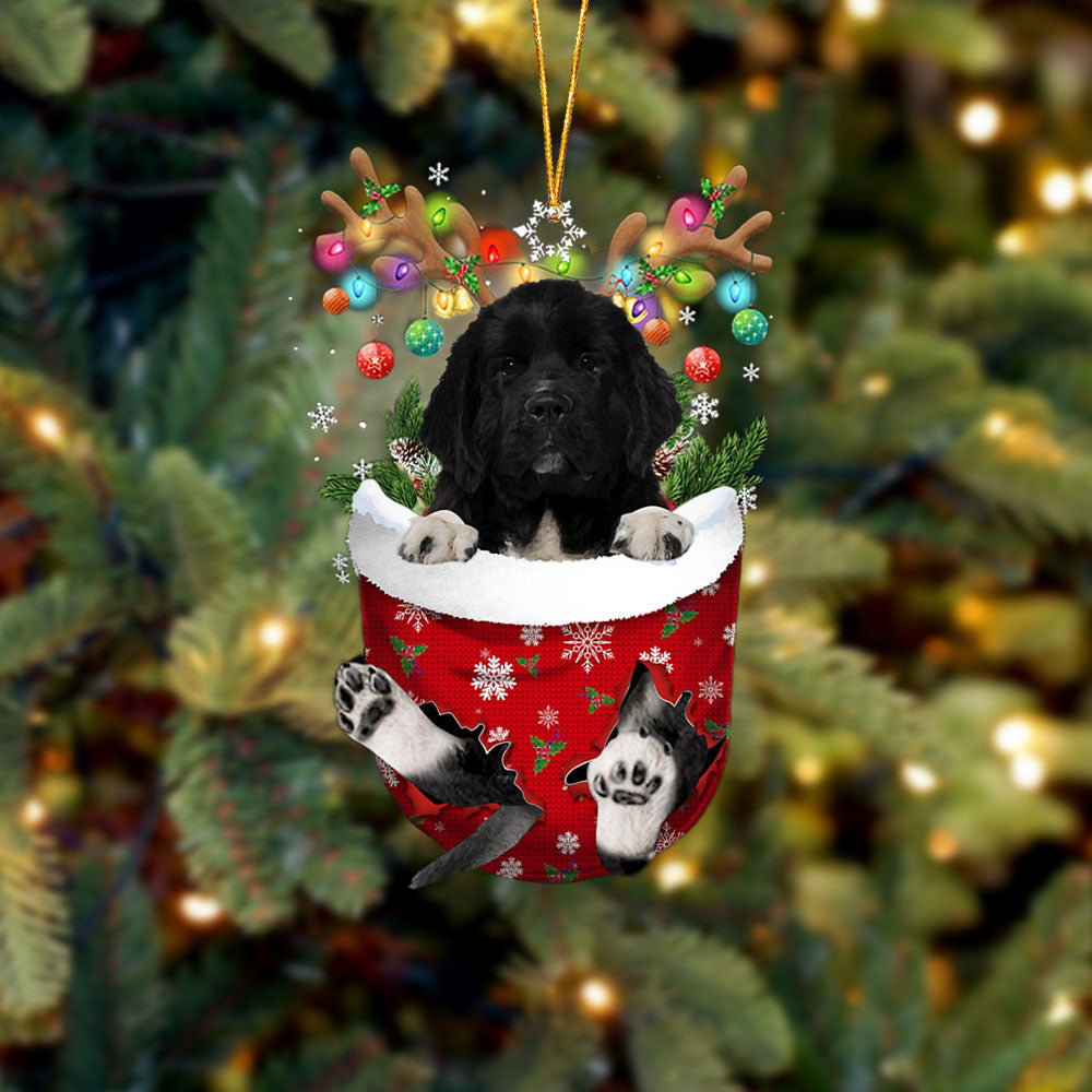 Newfoundland 1 In Snow Pocket Christmas Ornament Flat Acrylic Dog Ornament - Best gifts your whole family