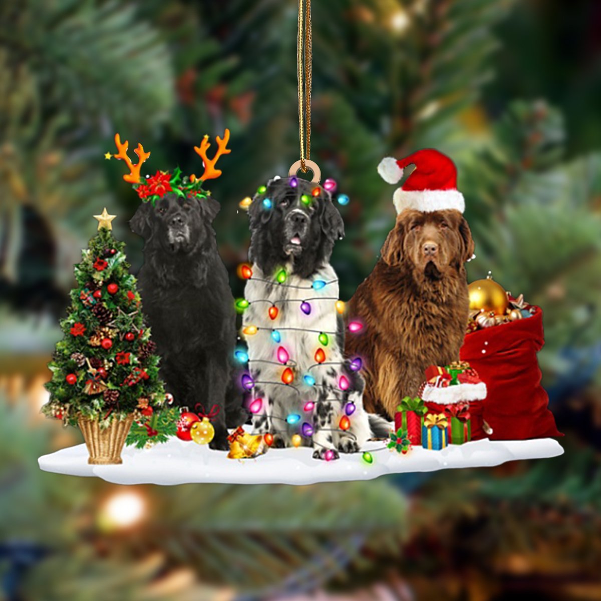 Newfoundland-Christmas Dog Friends Hanging Ornament - Best gifts your whole family
