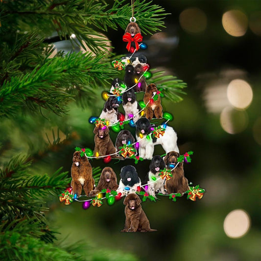 Newfoundland-Christmas Tree Lights-Two Sided Ornament - Best gifts your whole family