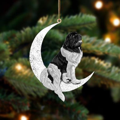 Newfoundland Dog-Sit On The Moon-Two Sided Ornament - Best gifts your whole family