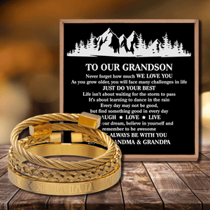 To Our Grandson - Just Do Your Best Roman Numeral Bracelet Set