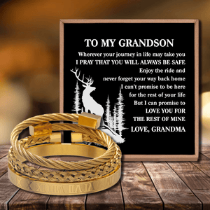 Grandma To Grandson - You Will Always Be Safe Roman Numeral Bracelet Set