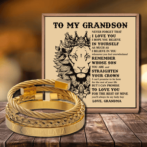 Grandma To Grandson - Straighten Your Crown Roman Numeral Bracelet Set