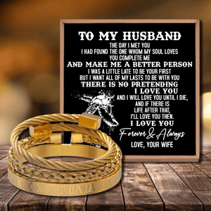 To My Husband - I Love You Forever Roman Numeral Bracelet Set