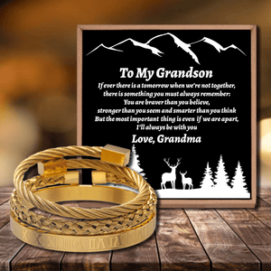 Grandma To Grandson - I Will Always Be With You Roman Numeral Bracelet Set