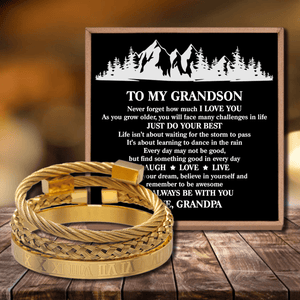 Grandpa To Grandson - Just Do Your Best Roman Numeral Bracelet Set