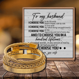 To My Husband - I Choose You Roman Numeral Bracelet Set