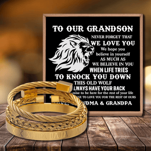 To Our Grandson - We Believe In You Roman Numeral Bracelet Set