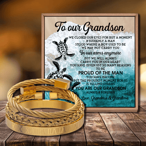 To Our Grandson - Proud Of The Man Roman Numeral Bracelet Set