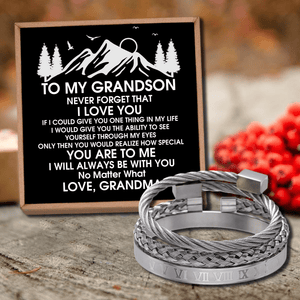 Grandma To Grandson - I Love You Roman Numeral Bracelet Set