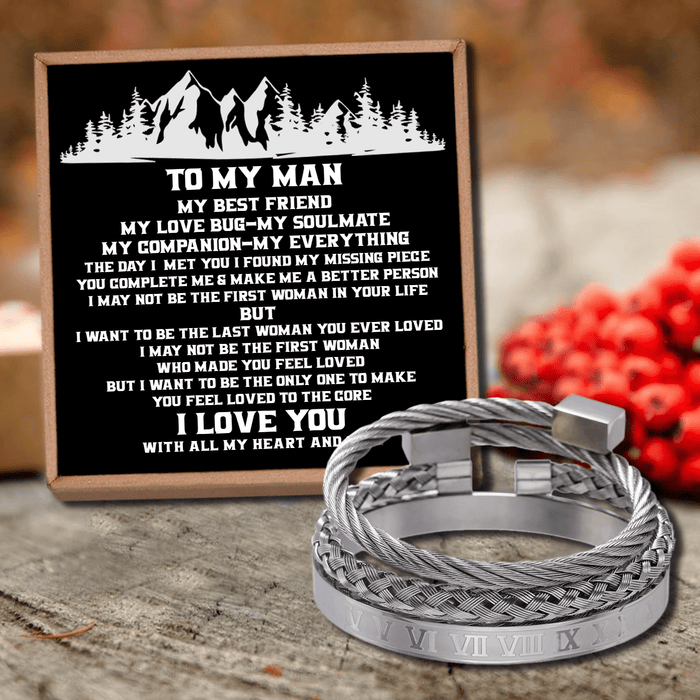 To My Man - I Love You Roman Numeral Bracelet Set
