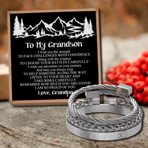 Grandpa To Grandson - I Am So Proud Of You Roman Numeral Bracelet Set