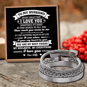 To My Husband - My Soulmate My Everything Roman Numeral Bracelet Set