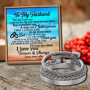 To My Husband - You Complete Me Roman Numeral Bracelet Set