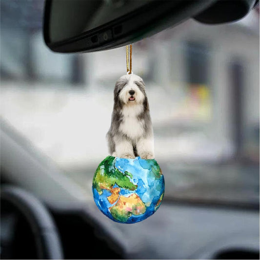 Old English Sheepdog-Around My Dog-Two Sided Ornament - Best gifts your whole family