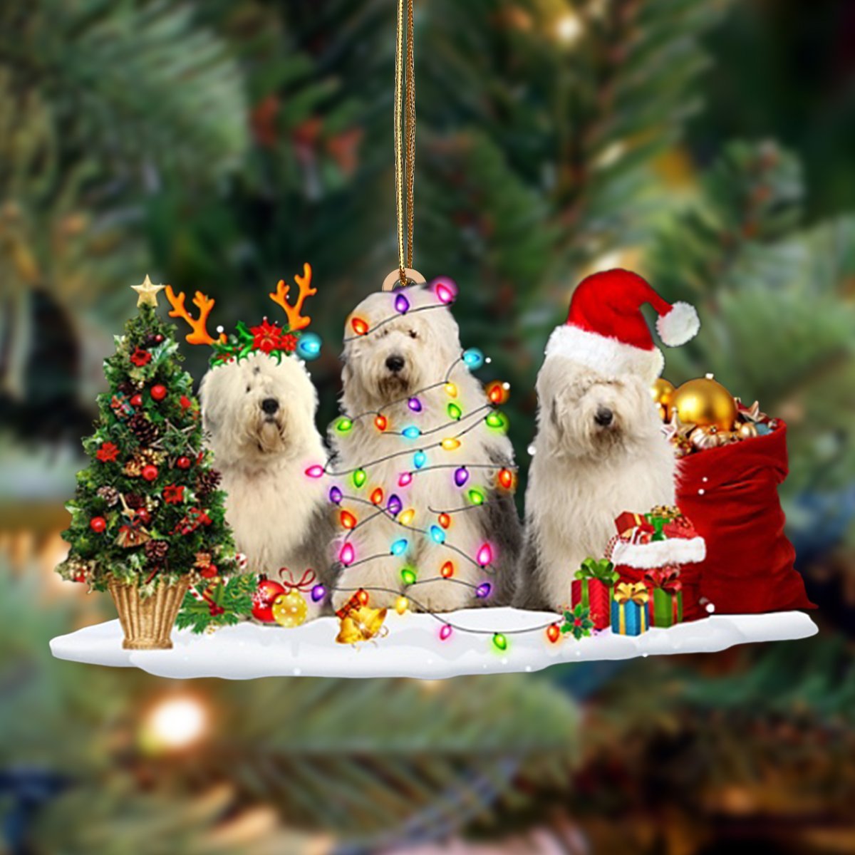 Old English Sheepdog-Christmas Dog Friends Hanging Ornament - Best gifts your whole family