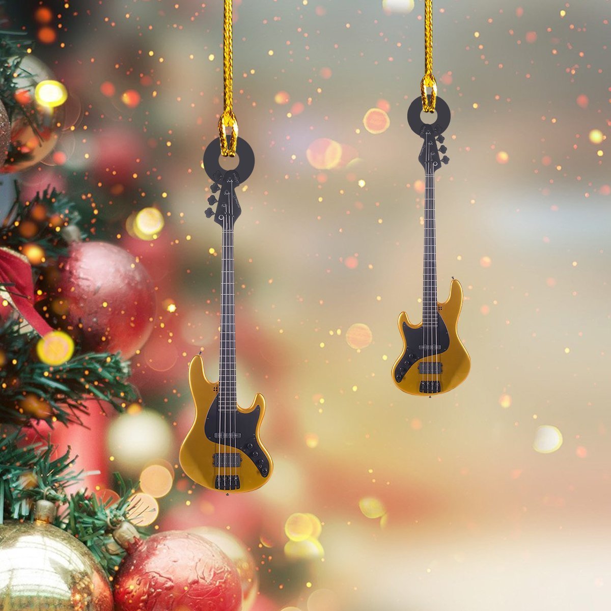 Orange Guitar Bass Car Ornament - Gift for Guitarist - Best gifts your whole family