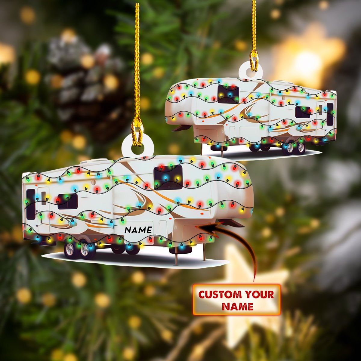 Ornament - Camping - Custom Shaped Flat Ornament, Ornament for Camping Lover, Christmas Deco - Best gifts your whole family