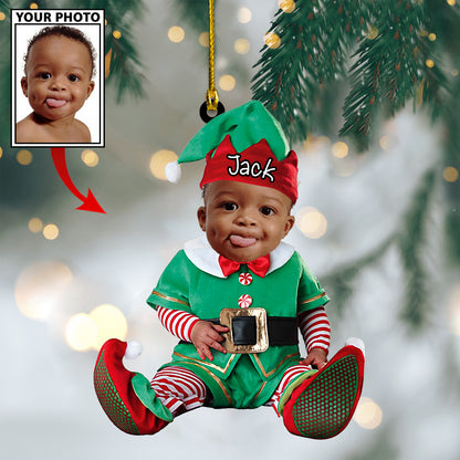 Ornament - Custom Baby Cartoon Boy Cute Photo With Name for Christmas Ornament LTP0 - Best gifts your whole family