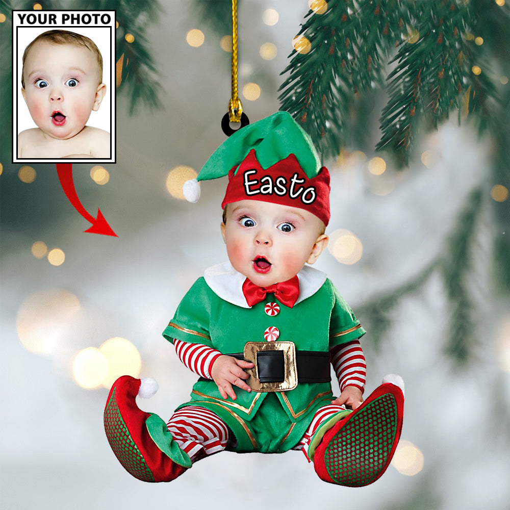 Ornament - Custom Baby Cartoon Boy Cute Photo With Name for Christmas Ornament LTP0 - Best gifts your whole family