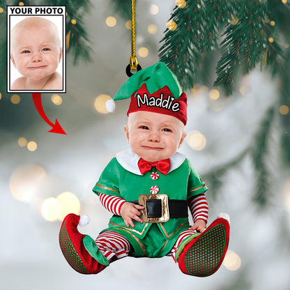 Ornament - Custom Baby Cartoon Boy Cute Photo With Name for Christmas Ornament LTP0 - Best gifts your whole family