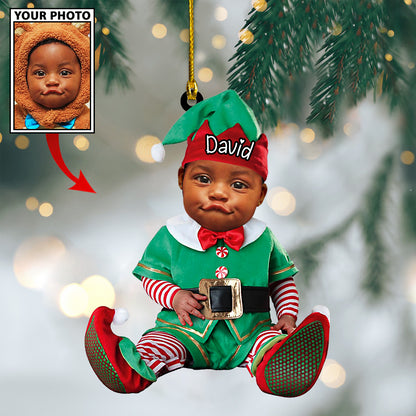 Ornament - Custom Baby Cartoon Boy Cute Photo With Name for Christmas Ornament LTP0 - Best gifts your whole family