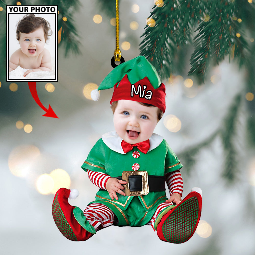 Ornament - Custom Baby Cartoon Boy Cute Photo With Name for Christmas Ornament LTP0 - Best gifts your whole family