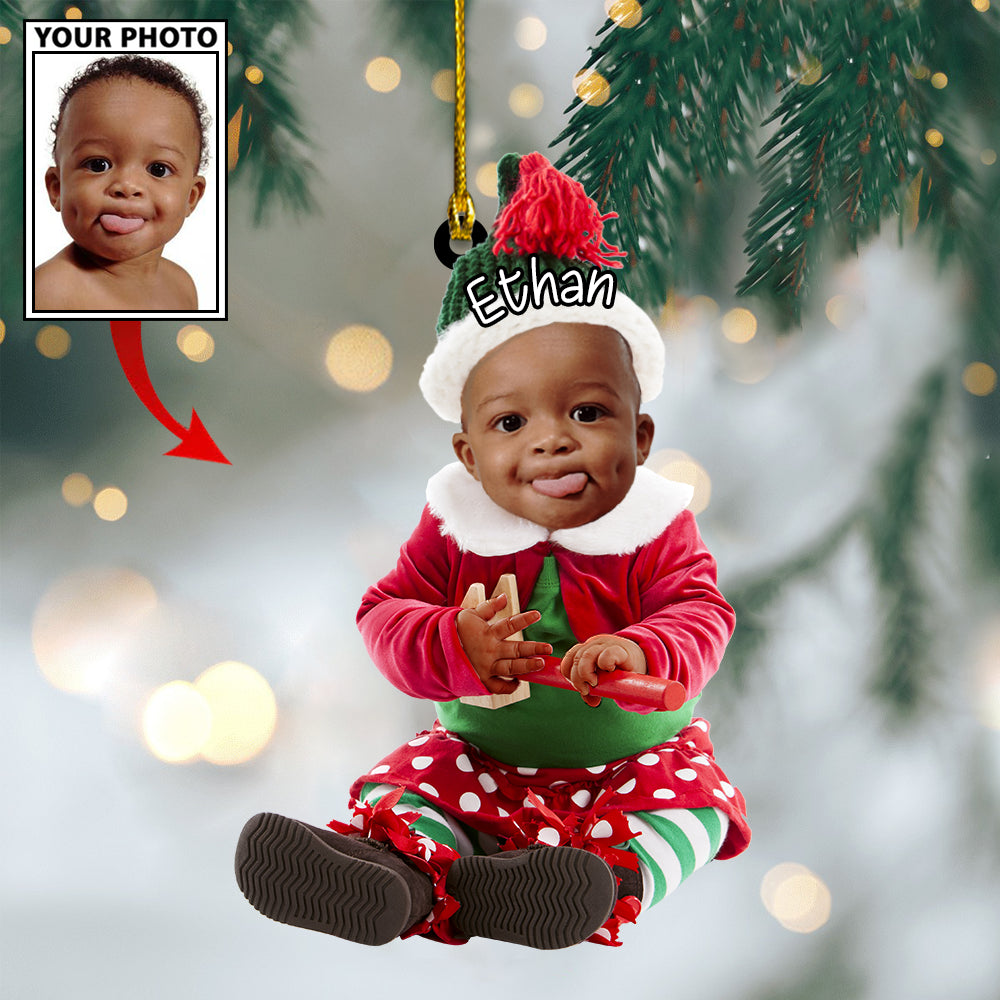 Ornament - Custom Baby Cute Photo With Name for Merry Christmas Ornament LTP0 - Best gifts your whole family