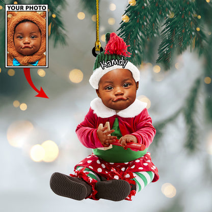 Ornament - Custom Baby Cute Photo With Name for Merry Christmas Ornament LTP0 - Best gifts your whole family