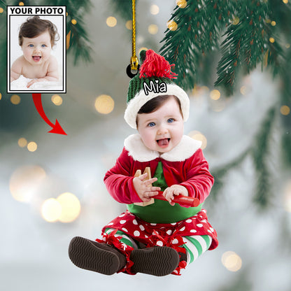 Ornament - Custom Baby Cute Photo With Name for Merry Christmas Ornament LTP0 - Best gifts your whole family