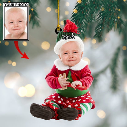 Ornament - Custom Baby Cute Photo With Name for Merry Christmas Ornament LTP0 - Best gifts your whole family