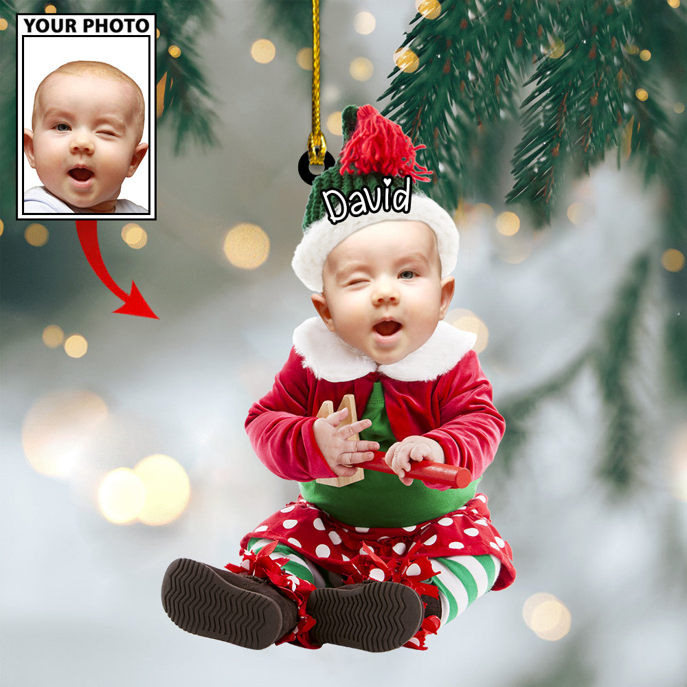 Ornament - Custom Baby Cute Photo With Name for Merry Christmas Ornament LTP0 - Best gifts your whole family