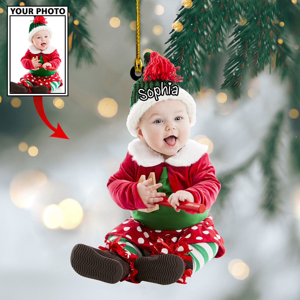 Ornament - Custom Baby Cute Photo With Name for Merry Christmas Ornament LTP0 - Best gifts your whole family