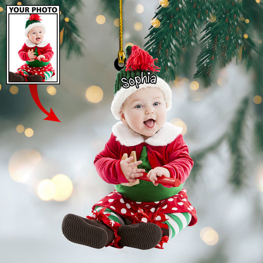 Ornament - Custom Baby Cute Photo With Name for Merry Christmas Ornament LTP0 - Best gifts your whole family